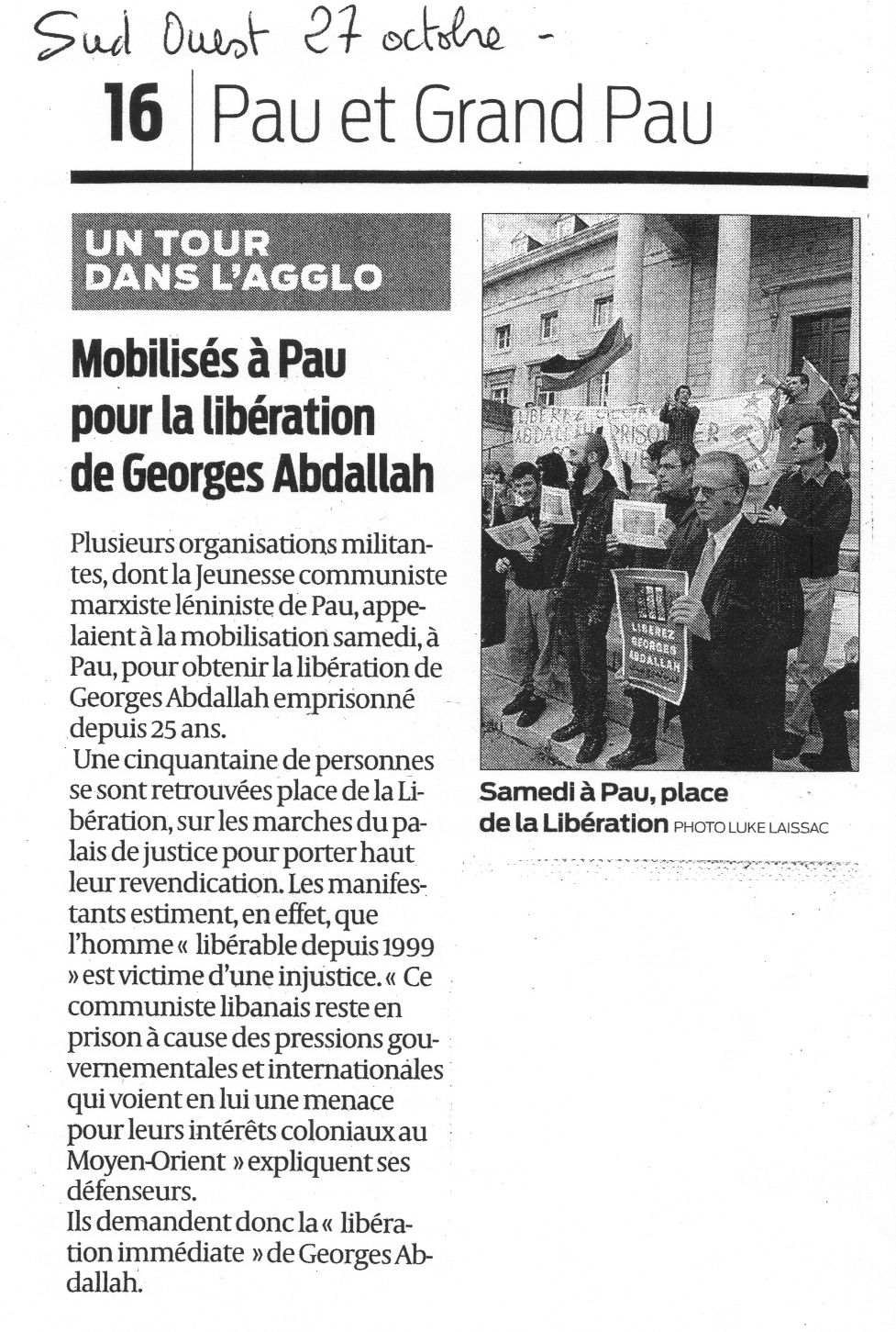 Sud Ouest - Manifestation pour Georges Abdallah